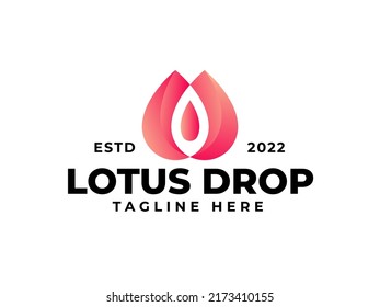 lotus logo. Gradient pink lotus droplet logo premium vector