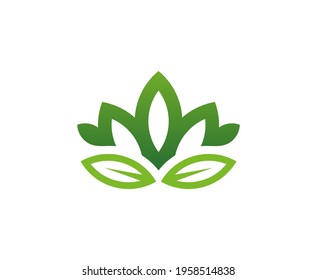 Lotus logo green flower vector icon 