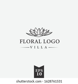 lotus logo isolated minimalist vector illustration design template