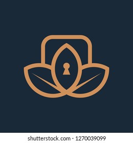 lotus logo with key / lotus logo vector. Premium lotus logo design inspiration