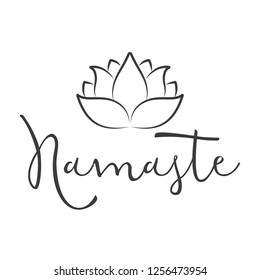 Lotus Logo Namaste Lettering Stock Vector (Royalty Free) 1256473954