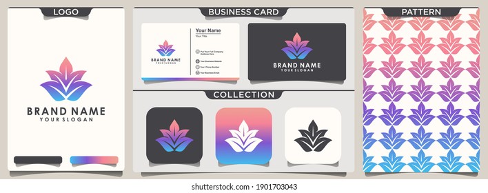 Lotus logo, pattern design and business card design.