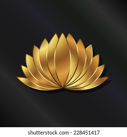 Lotus logo plant luxury gold.