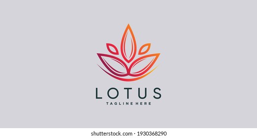 lotus logo template with creative gradient concept