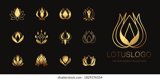 Lotus logo template vector collection. Luxury logo design for spa, beauty and cosmetic, feminine, boutique hotel. Vector illustration.