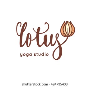 Lotus logo for yoga studio in vector. 
