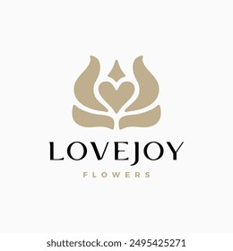Lotus Love Heart Logo vector icon illustration