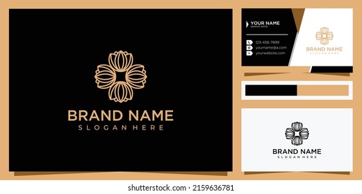 Lotus luxury logo template Gold line lotus logo vector art design