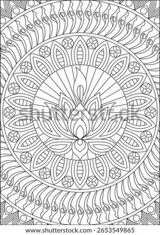 Lotus Mandala Coloring Pages Line Art Vector