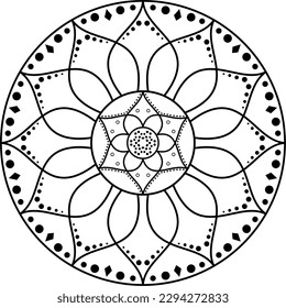 Lotus Mandala Indian. Lotus Flower Mandala. Circle in Sanskrit. Symbol of healing and spirituality. Concentration of meditative practice