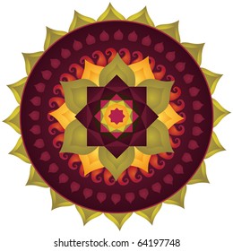 Lotus mandala with Paisley (vegetable motif similar to half of the Yin Yang symbol)