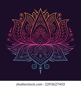 Lotus mandala Vektorgrafik mit farbigen Linien

