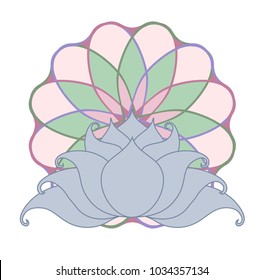 Lotus and mandala. Vector image of a stylized Lotus flower in vintage style with the mandala.