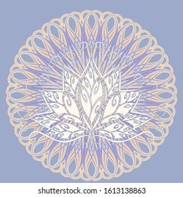 Lotus and mandala. Vector image of a stylized Lotus flower in vintage style with the mandala.