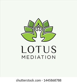 lotus mediation human negative space yoga outline logo illustration vector icon