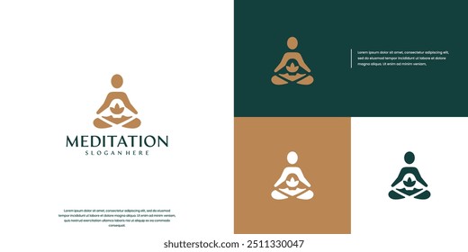 Lotus meditation, frescura humana, salud mental, logo Vector gráfico.