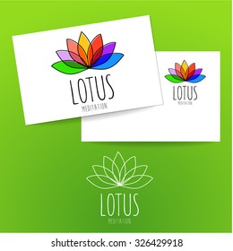 Lotus Meditation - sign design template. Logo meditation room, yoga studio, a spa center etc..