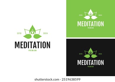Lotus meditation yoga logo design vector template illustration idea