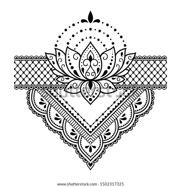 Lotus Mehndi Flower Pattern Henna Drawing Stock Vector Royalty Free