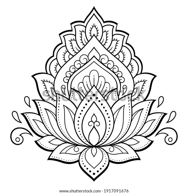 Lotus Mehndi Flower Pattern Henna Drawing Stock Vector (Royalty Free ...