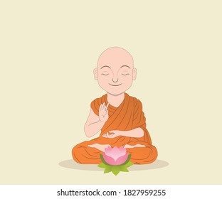 Lotus monk buddha in orange
