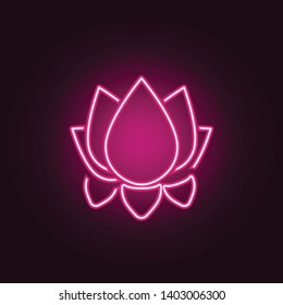Lotus neon icon. Elements of Religion set. Simple icon for websites, web design, mobile app, info graphics