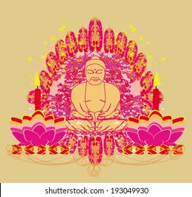Lotus Oil Lamp with Buddha card 