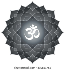 Lotus Om Design (Text : Spiritual Hindu Om Symbol)