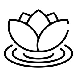 Lotus On Water Icon. Outline Lotus On Water Vector Icon For Web Design Isolated On White Background