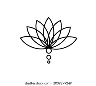 Lotus, de fondo blanco. Silueta lineal. Símbolo. Ilustración vectorial.