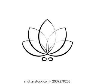 Lotus on a white background. Linear silhouette. Symbol. Vector illustration.