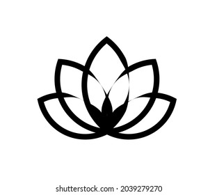 Lotus on a white background. Linear silhouette. Symbol. Vector illustration.