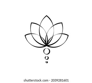 Lotus on a white background. Linear silhouette. Vector illustration.
