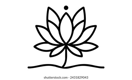 lotus one continuous line drawing. water lily flower. Single line graphic draw design vector illustration on white background