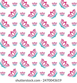 Lotus operable trendy multicolor repeating pattern vector illustration design