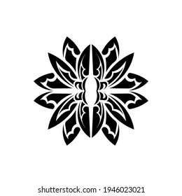 Lotus ornament, ethnic tattoo. Patterned Indian lotus. Isolated. Vector illustration.