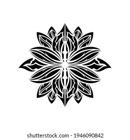 Lotus ornament, ethnic tattoo. Patterned Indian lotus. Isolated. Vector