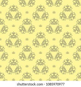 Lotus outline seamless pattern. Background from indian flowers for your website. Indian backdrop for fabric. Vector illustration