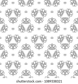 Lotus outline seamless pattern. Background from indian flowers for your website. Indian backdrop for fabric. Vector illustration