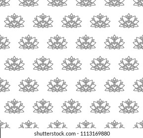Lotus outline seamless pattern. Background from indian flowers for your website. Indian backdrop for fabric. Vector illustration