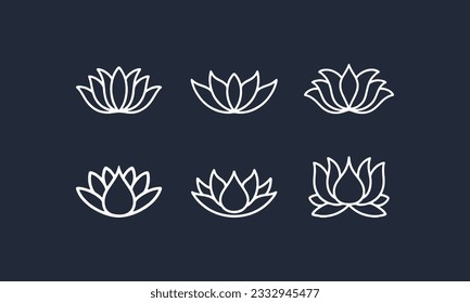 lotus outline set bundle vector
