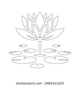Lotus outline vector icon on white background