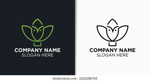 lotus and owl logo vector, nature logo inspiration
