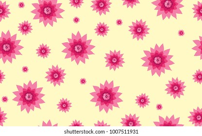 Lotus Pattern. Beautiful Lotus Background. Seamless Pattern with Lotus Flower. Abstract Background with Lilies. Lotus Pattern for Wallpaper, Fabric, Textile, Paper, Tablecloth, Packaging Paper. 