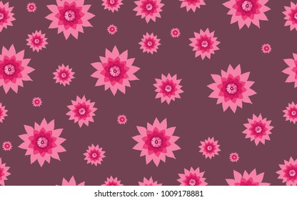 Lotus Pattern. Beautiful Lotus Background. Seamless Pattern with Lotus Flower. Abstract Background with Lilies. Lotus Pattern for Wallpaper, Fabric, Textile, Paper, Tablecloth, Packaging Paper. 
