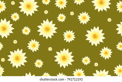 Lotus Pattern. Beautiful Lotus Background. Seamless Pattern with Lotus Flower. Abstract Background with Lilies. Lotus Pattern for Wallpaper, Fabric, Textile, Paper, Tablecloth, Packaging Paper. 