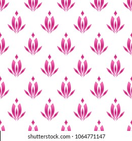 lotus pattern, cute pink flower seamless background, vector illustration 
