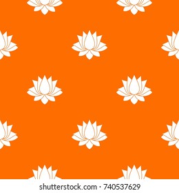 Lotus pattern repeat seamless in orange color for any design. Vector geometric illustration