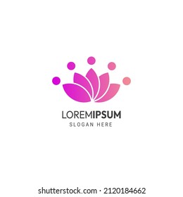 lotus with people logo design vector