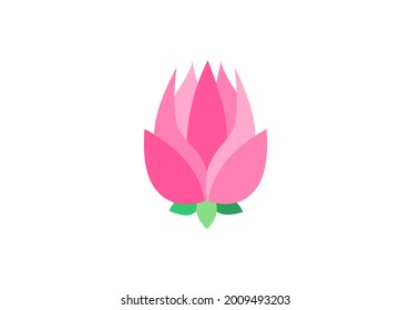 Lotus pink flower flat icon illustration